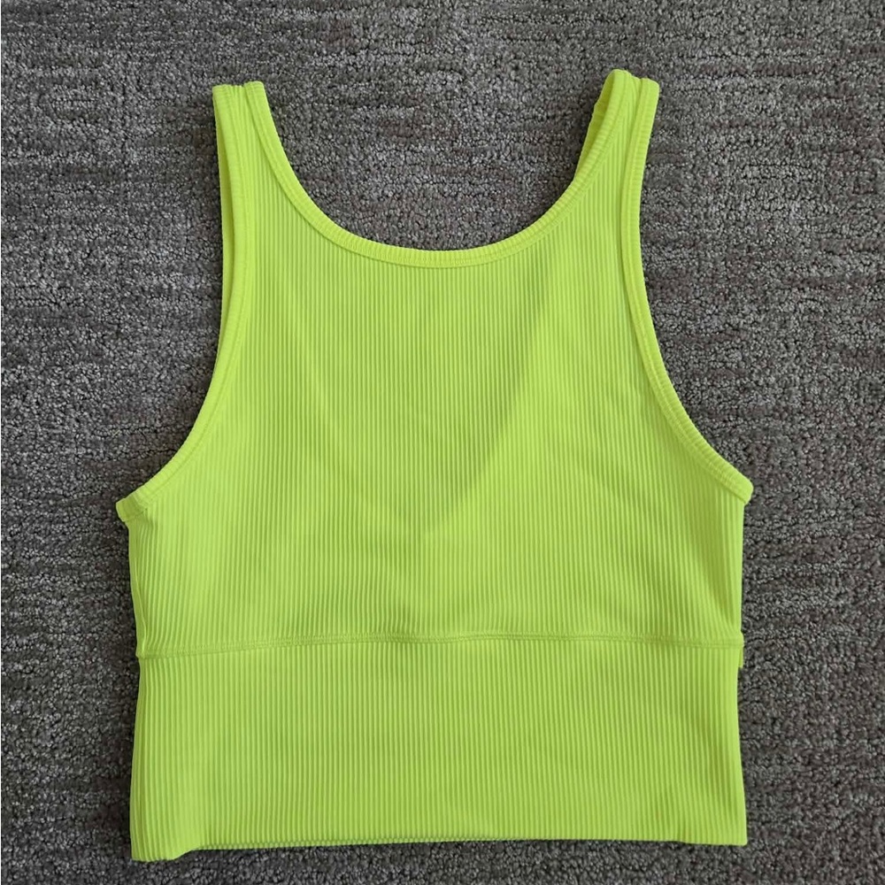 lululemon athletica Neon Yellow Ribbed Tank Top Size 4 Great conditions